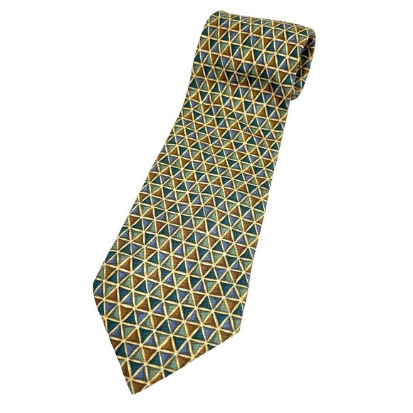Valentino Silk Necktie Tie Tan Earth Tones Made in Italy - Picture 2 of 5